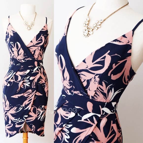 Cals Dresses & Skirts - 🌿Cals | Navy & Pink Floral Thin Strap Dress